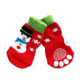 Christmas Dog Accessories Snowman Cotton Knitting Anti-Skid Pet Socks