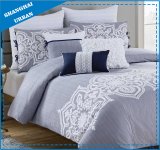 European Light Blue Design 7PCS Microfiber Comforter Bedding