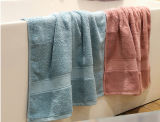 Solid Color Satin Border Cotton Dobby Hotel Towel