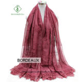 2017 Lady Fashion Silk Scarf with Rose Embroidery Dyed Shaw