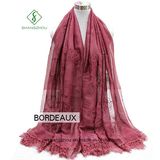 2017 Lady Fashion Silk Scarf with Rose Embroidery Dyed Shaw