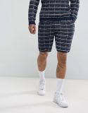 Men's Textured Check Shorts in Navy