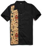 2017wholesale Men's Short Sleeves Rockabilly Bowling Black Shirts in Stock
