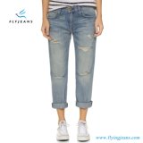 Faced Ripped Ladies Boyfriend Light Blue Denim Jeans by Fly Jeans