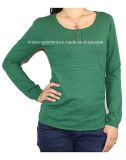 Women Fashion Knitted Round Neck Long Sleeve Sweater Clothes (12AW-052)