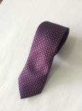 Men's High Quality Purpe Colour Check Design Woven Silk Neckties