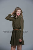 Ladies Dress 100% Polyester Spring Autumn Summer Fashion Includ Belt Green
