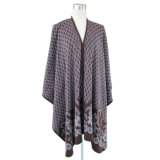 Lady Fashion Acrylic Knitted Winter Shawl in Phoenix Tail Pattern (YKY4104)