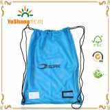 Custom Logo Black Color Gym Nylon Drawstring Bag with Front Zipper Pocket