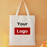 Natural Cotton Canvas Shopping Bags Custom Tote Bags with Logo Foldable Reusable Grocery Fabric Tote Bags