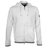 80 Cotton 20 Polyester in 320GSM Plain Full Zipper White Hoodies with Hem Black Piping