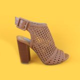 Women Brown MID Heel Weaving Sandals for Lady