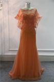 Organge Chiffon Lace Evening Dress