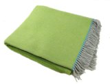 Super Soft Wool Blanket Green Herringbone Merino Handmade Wool Blanket