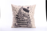 Decorative Faux Linen Transfer Print Cushion Fashion Skull Pillow (LPL-637)