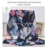 2018 Newest Fashion Lady Shawl Scarf with Mosaic Color Printed Factory