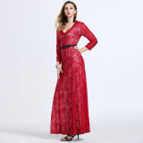 Special Occasion Designed Long Sleeve Sexy Red Lace Evening Dress