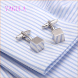 VAGULA Fashion New Design Silver Plated Smooth Cube Gemelos Copper Cufflinks
