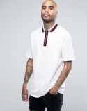 Oversized Ring Pull Neck Polo Shirt in Pique