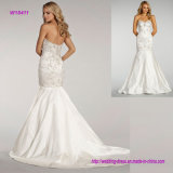Beaded Elongated Bodice Ivory Modified A-Line Wedding Gown