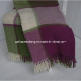 50%Merino Virgin Wool/50%Acrylic Blend Fringed Throw Blanket