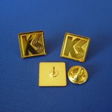 Stamp Logo Gold Plated Badge with Letter (GZHY-LP-014)