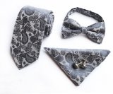 Wholesale Silk Tie Matching Hanky Bow Tie Cufflink Men Gift Ties Set (ST001/002/003/004)