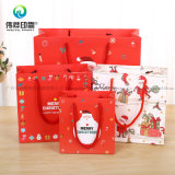 2017 Custom Christmas Kraft Paper Bag for Packaging Christmas Gift with Loop Handles