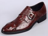 Brown Alligator Pattern Leather Formal Shoes for Men