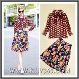 New Arrival Fashion Women Clothing Ladies Polyester Floral Printed Suits Skirt