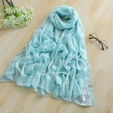 Plain Color Polyester Viscose Lady Shawl with Embroidery (HT02)