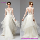 a Victorian Look Wedding Gown with Top Features Sheer DOT Netting and Multi Layers Skirt
