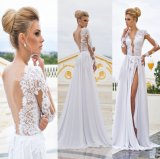 Backless Beach Bridal Dresses A-Line Lace Chiffon Wedding Gowns Z2069