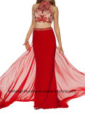 Two Sexy Evening Gowns in Red Beads Party Dress