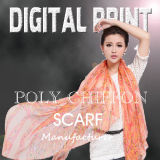 Digital Textile Printing on Scarf with Color Gradient Design (X1089)
