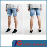 Fashion Broken & Ripped Roll Bottom Men Denim Straight Shorts (JC3342)