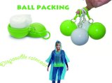 Disposable Raincoat Ball with Keyring, Made of PE