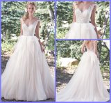 V-Neck Tulle Bridal Ball Gowns Plus Size Lace Wedding Dress W17628
