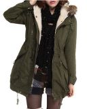 Womens Winter Warm Thicken Fleece Jacket Hooded Parka Coat