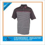 Custom Stripe Brown Golf Polo Shirt with Embroidered Logo