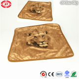 Brown Square Lion Printed Soft Plush Pillowcase with Zipper