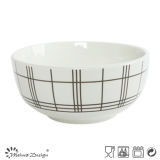 5.5inch White Porcelain with Checked Decal Rice Bowl