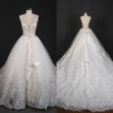 Embroidery V Back Applique Beads Ball Bridal Gowns Wedding Dress Qh66006