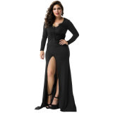 2017 Factory Price Sexy Black Long Sleeve Evening Dress