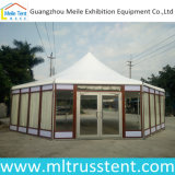 High-Class Hotel Marquee Glass Tent with Wood Grain Colored Frame