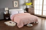 Embroidery Blanket with Flannel Fabric and Can Customized of Light Pink