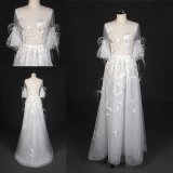 Sexy Sheer White Dress with Feather Bride Party Dress 2018