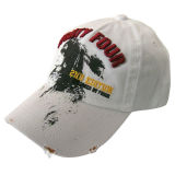 White Washed Baseball Cap with Print and Embroidery Gjwd1742