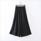 Fashion Apparel Pure Color Chiffon Loose Pants for Woman's Trousers