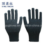 7G Gauge Black Cotton Knitted Safety Gloves with PVC Dots